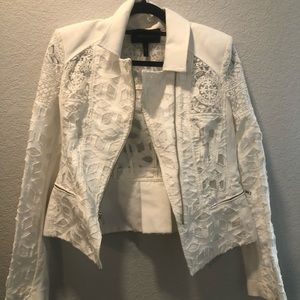 BCBGMaxazria Eyelet Peplum Blazer